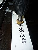 Laserfolie auf Flachstahl 50x10 als Geländerpfosten verwendet